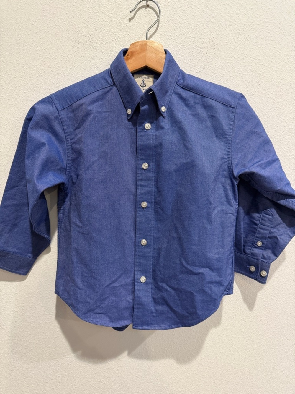 Lands' End Boys Button-Down Shirt in Deep Blue